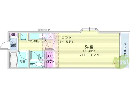 フェアリーS 八木山(1K/2階)の間取り写真