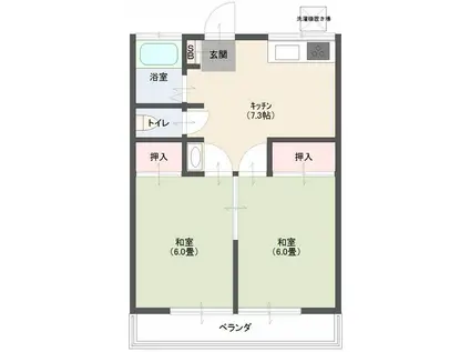 スタビリタ川奈(2DK/2階)の間取り写真