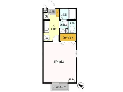 アドラブール(1K/2階)の間取り写真