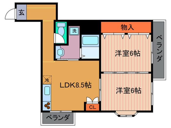 TK矢倉(2LDK/9階)の間取り写真