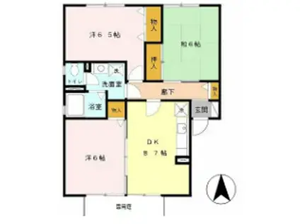 ナギサーレ(3LDK/1階)の間取り写真