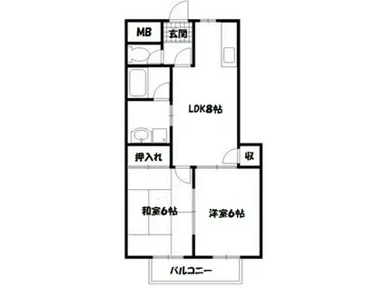 ほら貝ビレッジ(2DK/3階)の間取り写真