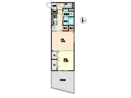 アーベイン沖浜(1LDK/1階)の間取り写真