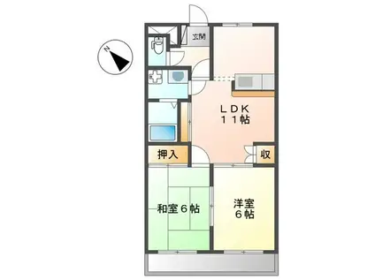 ハッピースリーヒルズ(2LDK/2階)の間取り写真