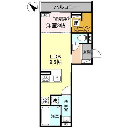 プレミアステイツY(1LDK/1階)の間取り写真