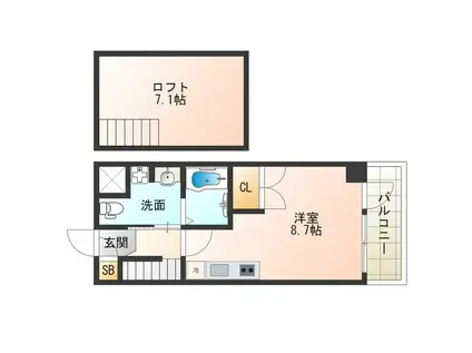 エスリード大阪シティーウエスト(ワンルーム/3階)の間取り写真