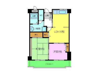 エルファミーレ富田林(2LDK/4階)の間取り写真