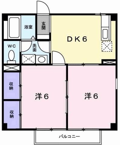 クレセント(2DK/1階)の間取り写真
