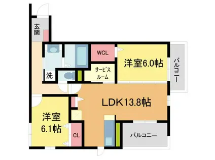 NIGAWA RESIDENCE(2SLDK/2階)の間取り写真