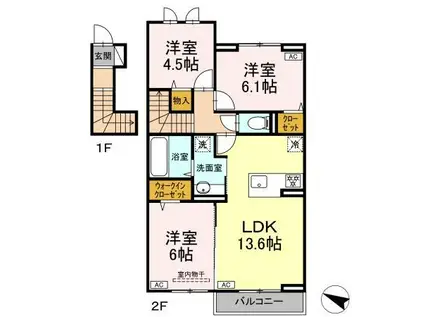 HONEY BEAR A(3LDK/2階)の間取り写真