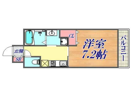 レジデンス神戸グルーブHARBORウエスト(1K/2階)の間取り写真