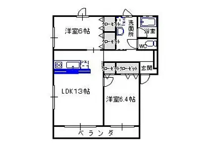 ベリエカンセA棟(2LDK/3階)の間取り写真