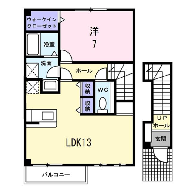 ソレアード左義長(1LDK/2階)の間取り写真