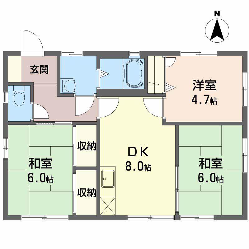 リバーライフ三井D(3DK/2階)の間取り写真