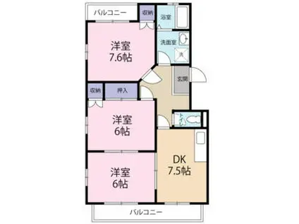 クレッセント瀬名(3DK/2階)の間取り写真