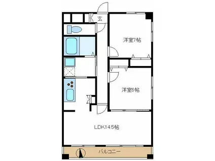 BELLE FLEUR(2LDK/5階)の間取り写真