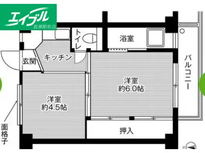 ビレッジハウス吉備 1号棟(2K/3階)の間取り写真