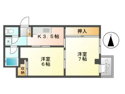 I-RIE(2K/4階)の間取り写真