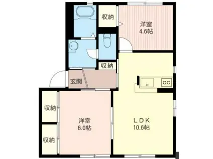 ウィンズ守谷D(2LDK/2階)の間取り写真