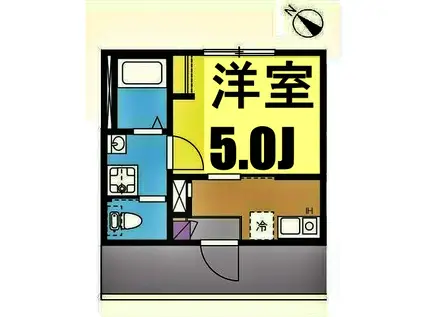 ブロンテ三ツ沢(1K/2階)の間取り写真