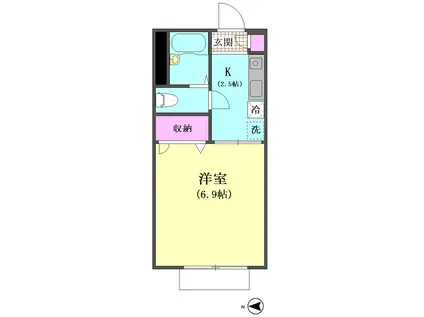 ベルハイツ(1K/2階)の間取り写真