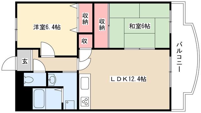 アビタシオン一番(2LDK/8階)の間取り写真