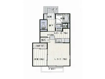 プラスI号館(1SK/1階)の間取り写真