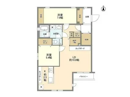 サンフラット(2LDK/2階)の間取り写真