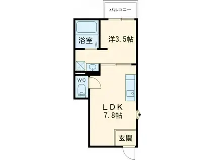 貝津町アパート(1LDK/1階)の間取り写真