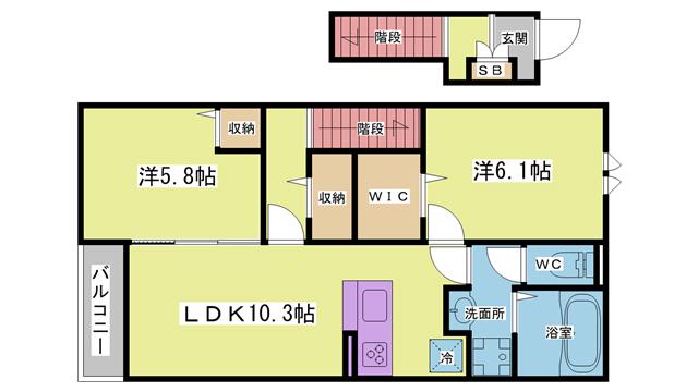 グランドールII(2LDK/2階)の間取り写真