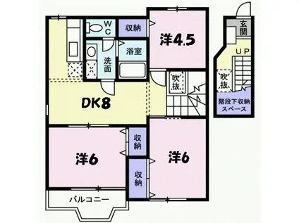 ライジングヒルズ(3DK/2階)の間取り写真
