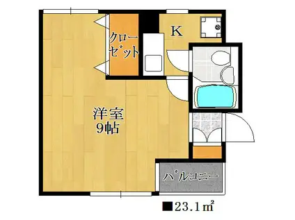 メイローズ(ワンルーム/3階)の間取り写真