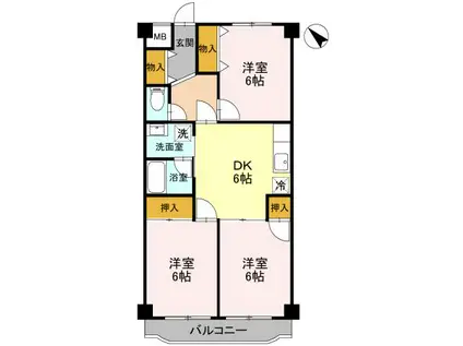 パークシティ(3DK/4階)の間取り写真