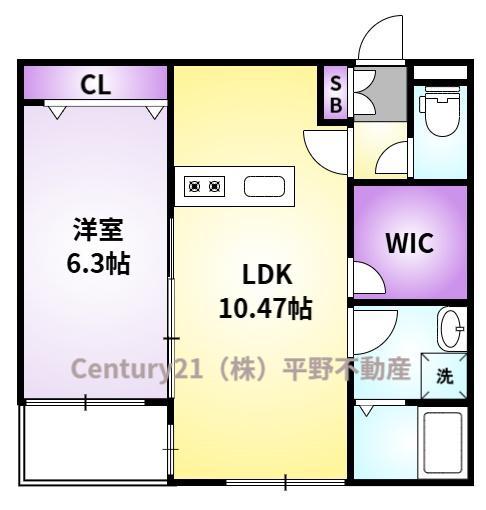 L-BLOOM御井(1LDK/1階)の間取り写真