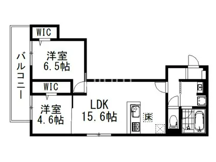 ハイダウェイ両替町(2LDK/1階)の間取り写真