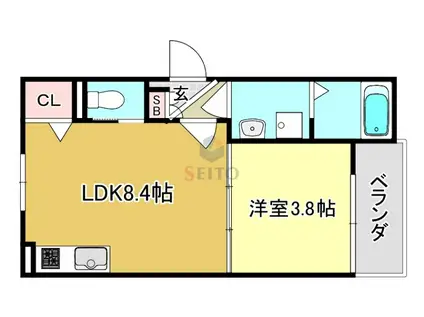 アーケードパーク十三(1LDK/3階)の間取り写真