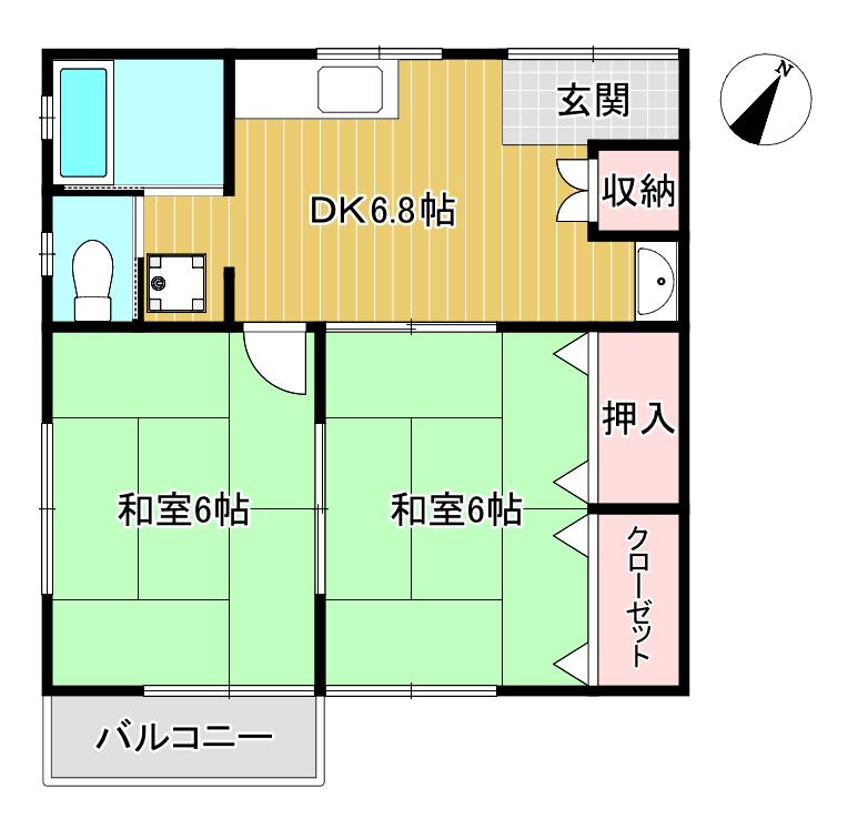 峯アパート(2DK/2階)の間取り写真