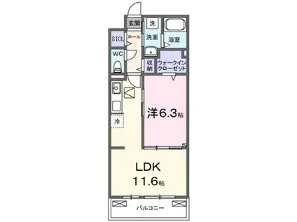 レスパスカルム 栗東市手原1丁目(1LDK/1階)の間取り写真