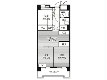 ビレッジハウス品川八潮タワー(3DK/9階)の間取り写真