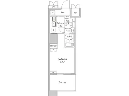 プラウドフラット神楽坂II(1K/4階)の間取り写真