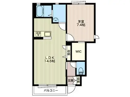 プレジールB(1LDK/1階)の間取り写真