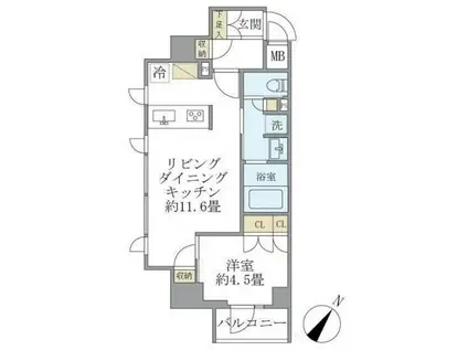 ジオエント駒込(1LDK/7階)の間取り写真