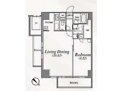 アジリア南麻布J`S(1LDK/9階)の間取り写真