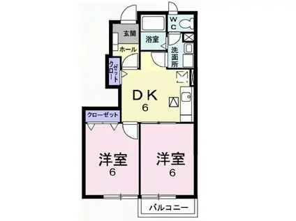 サンパティーク・メゾン(2DK/1階)の間取り写真