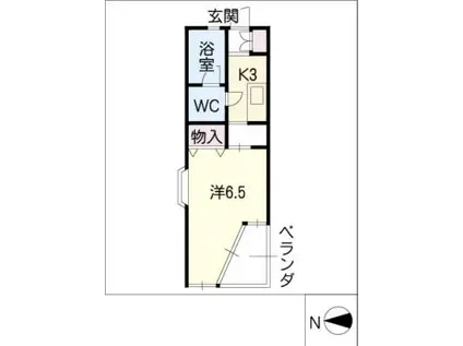 スリーナイン(1K/2階)の間取り写真