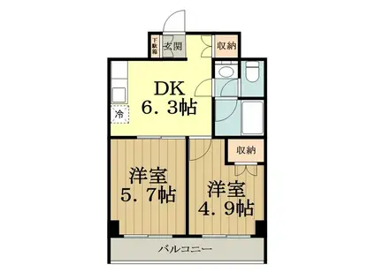 レジティ八王子(2DK/8階)の間取り写真