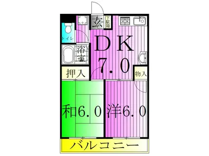 エステート奥戸(2DK/2階)の間取り写真