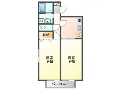 岩田ハイツIII(2DK/2階)の間取り写真