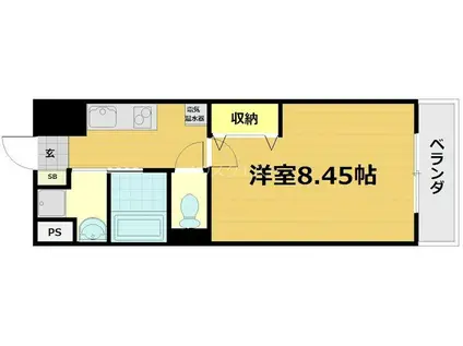 フラットオクA(1K/2階)の間取り写真