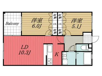 KDビル NO4(2LDK/2階)の間取り写真